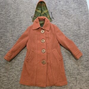 Womens Vintage 70s Lodenfrey Austria Camel Wool Button Up Coat Jacket Sz M Or L